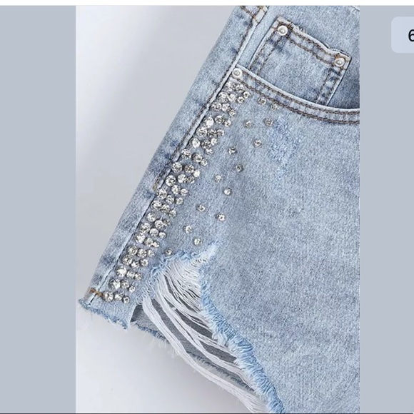 Rhinestone Studded Distressed Shorts - Picture 6 of 6